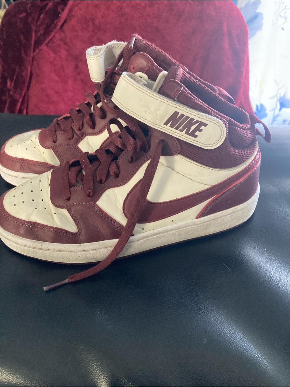 Nike High Top Sneakers in Maroon and White